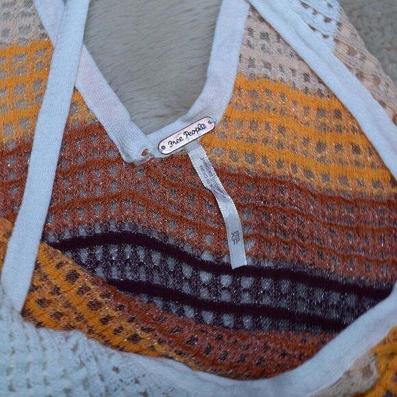 Free People Gossamer Striped Knit Halter Size XS Multi-Color Sheer Tunic Top - Picture 12 of 12